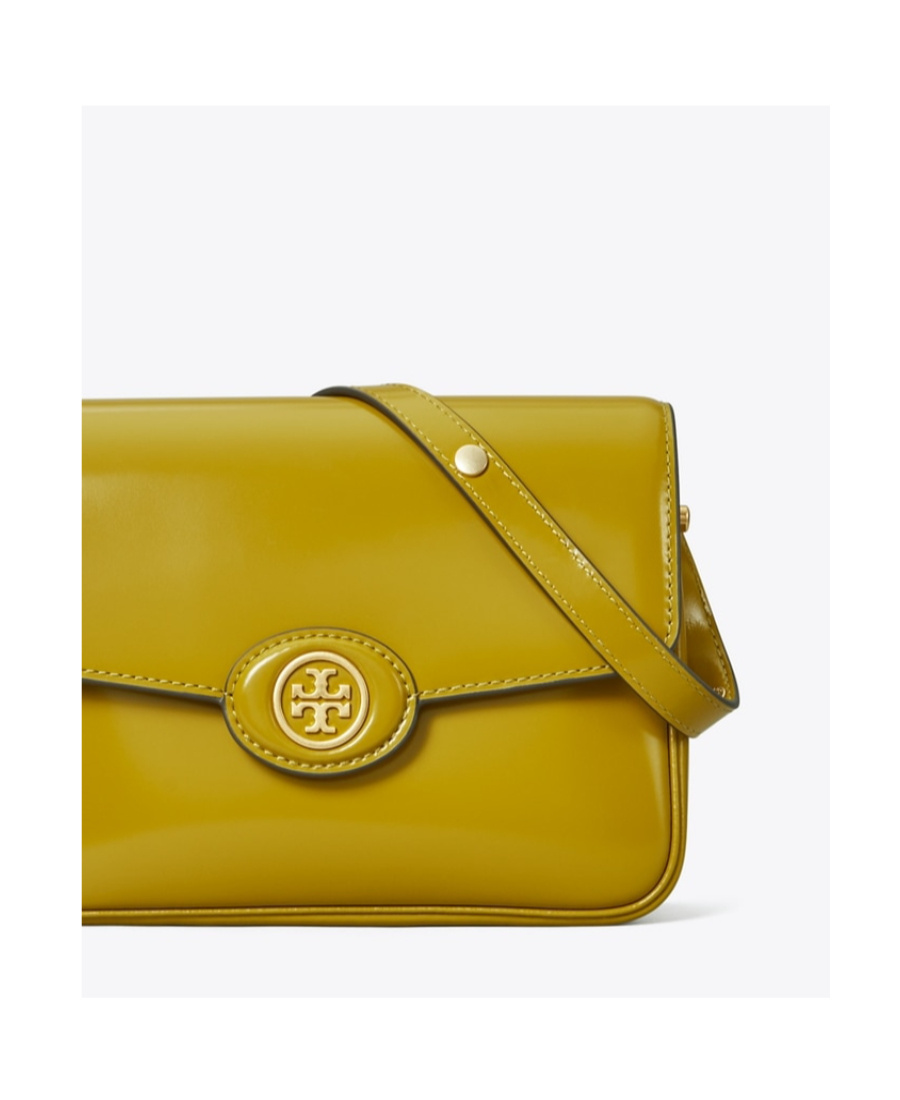 Tory Burch Robinson Spazzolato Shoulder Bag In Brown