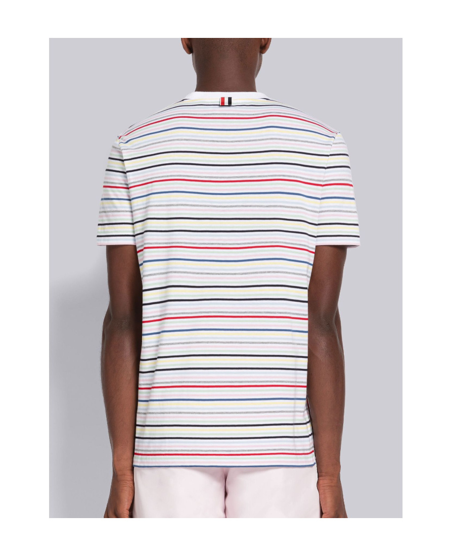 Thom Browne Striped Short-sleeve T-shirt In White