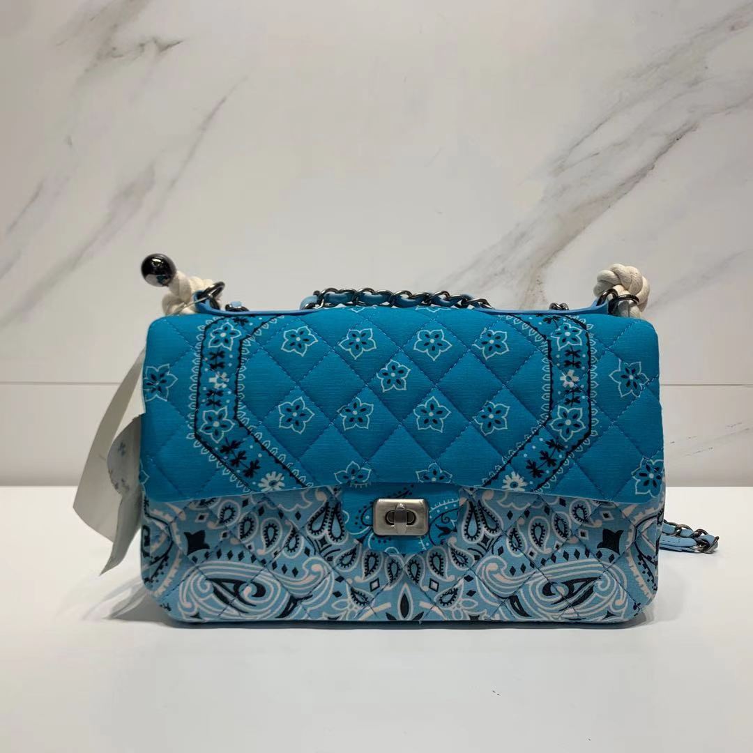 Readymade Beaded Handbag In Blue