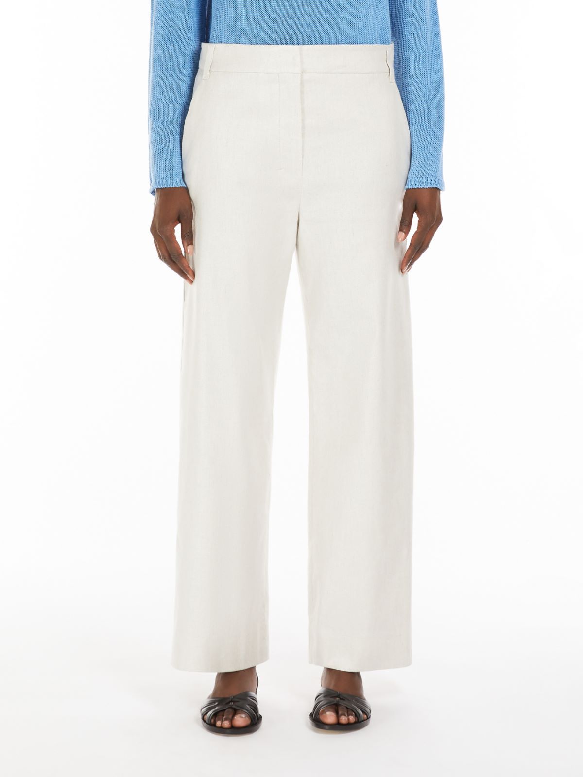 Max Mara Stretch Linen Trousers In True Color