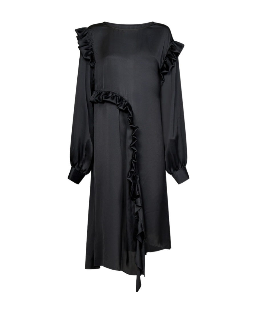 Remain Birger Christensen Remain Black Light Satin Draped Dress In Black