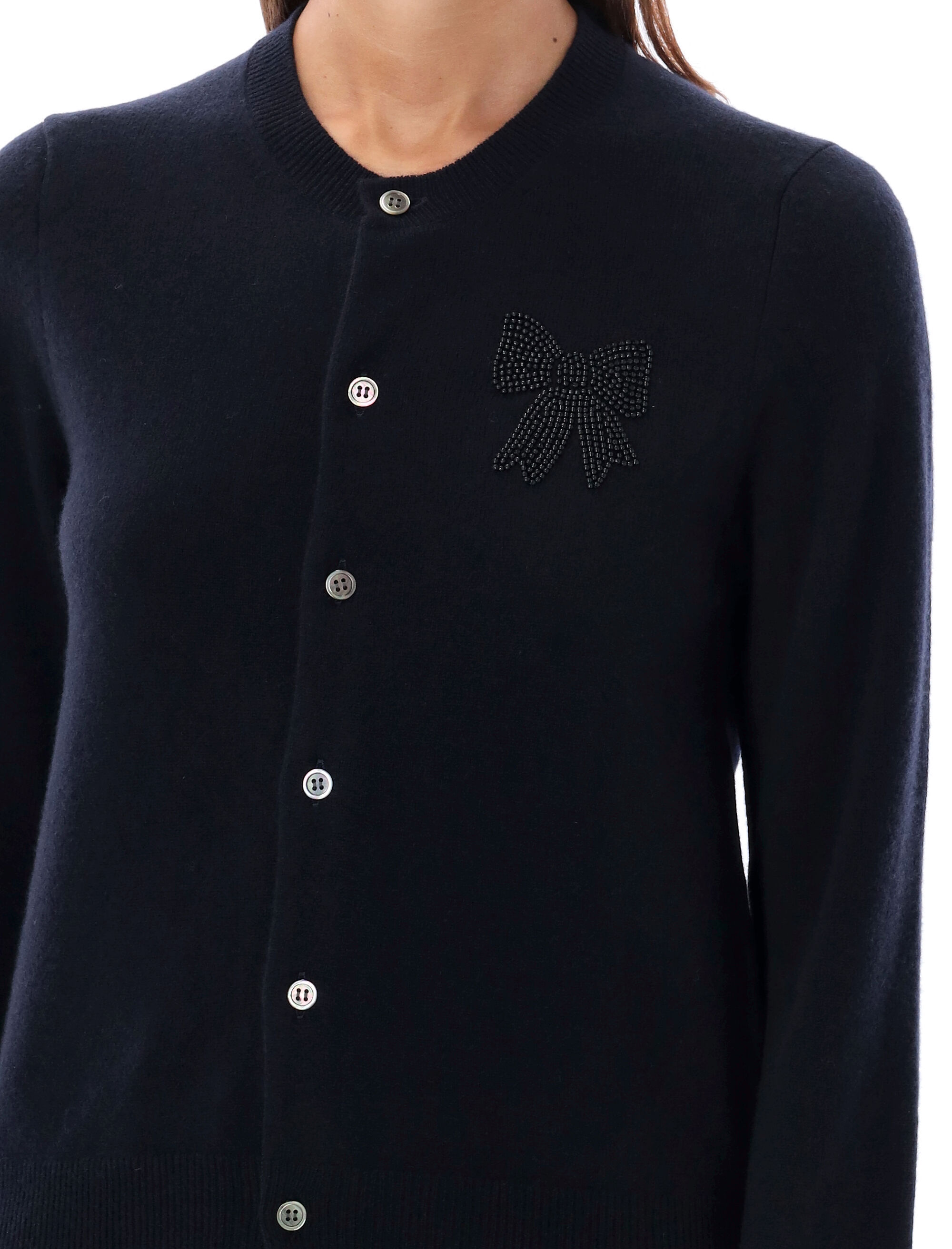 COMME DES GARÇONS BOW-DETAIL CARDIGAN