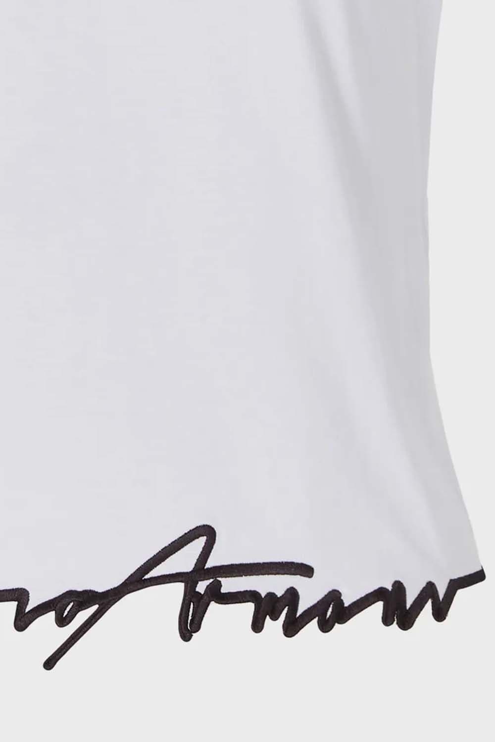 Shop Emporio Armani Logo-embroidered Cotton T-shirt In White