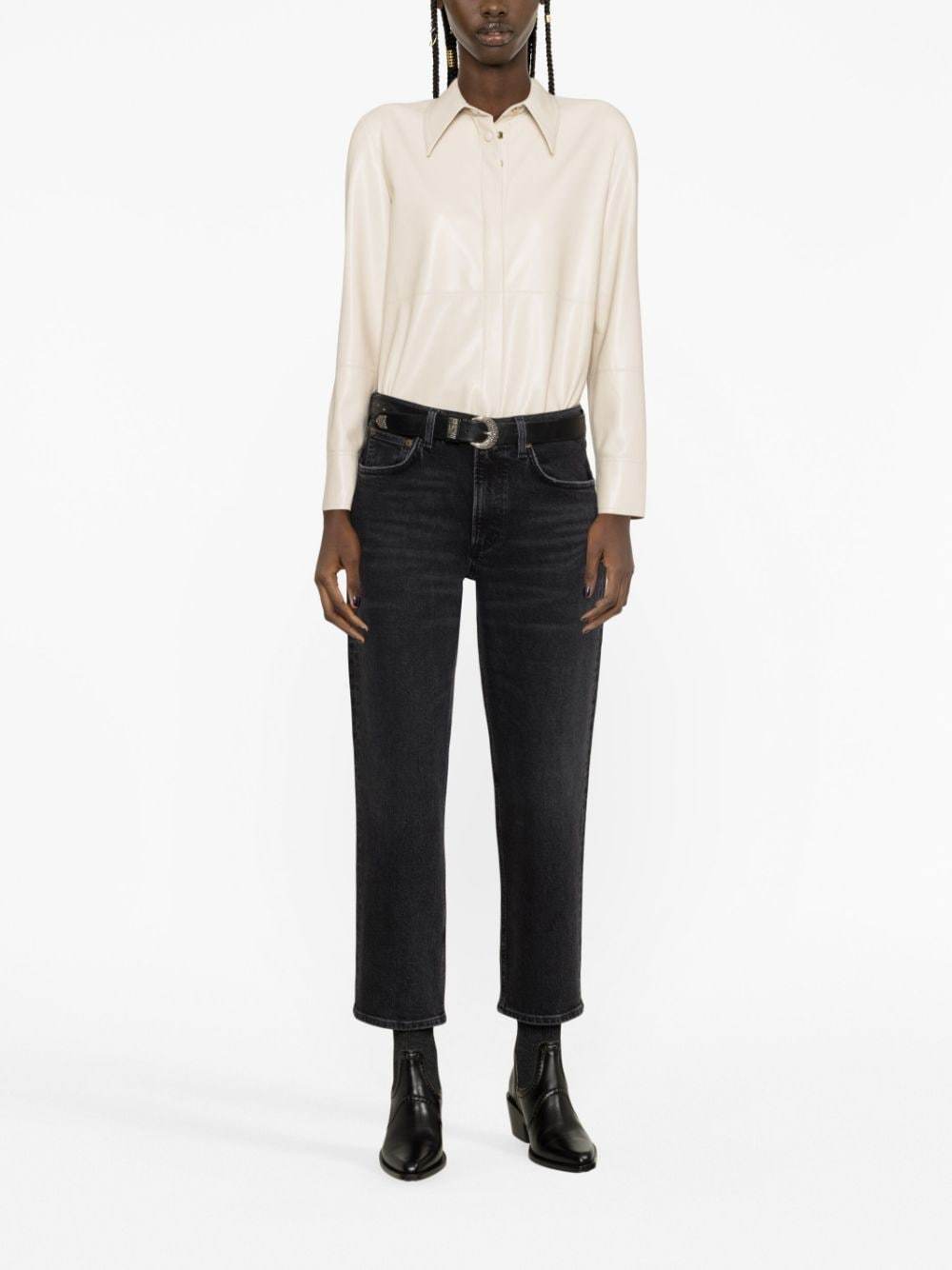 Agolde Ren High-rise Cropped Straight Jeans In Black