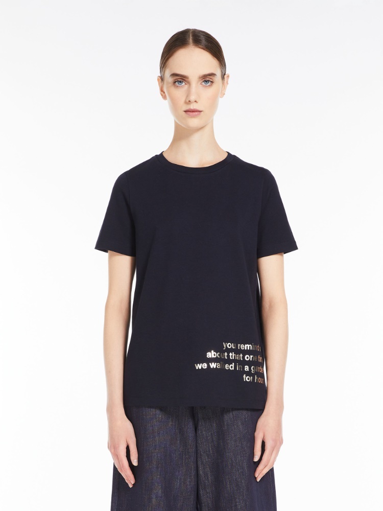 Max Mara Printed Cotton T-shirt In Black