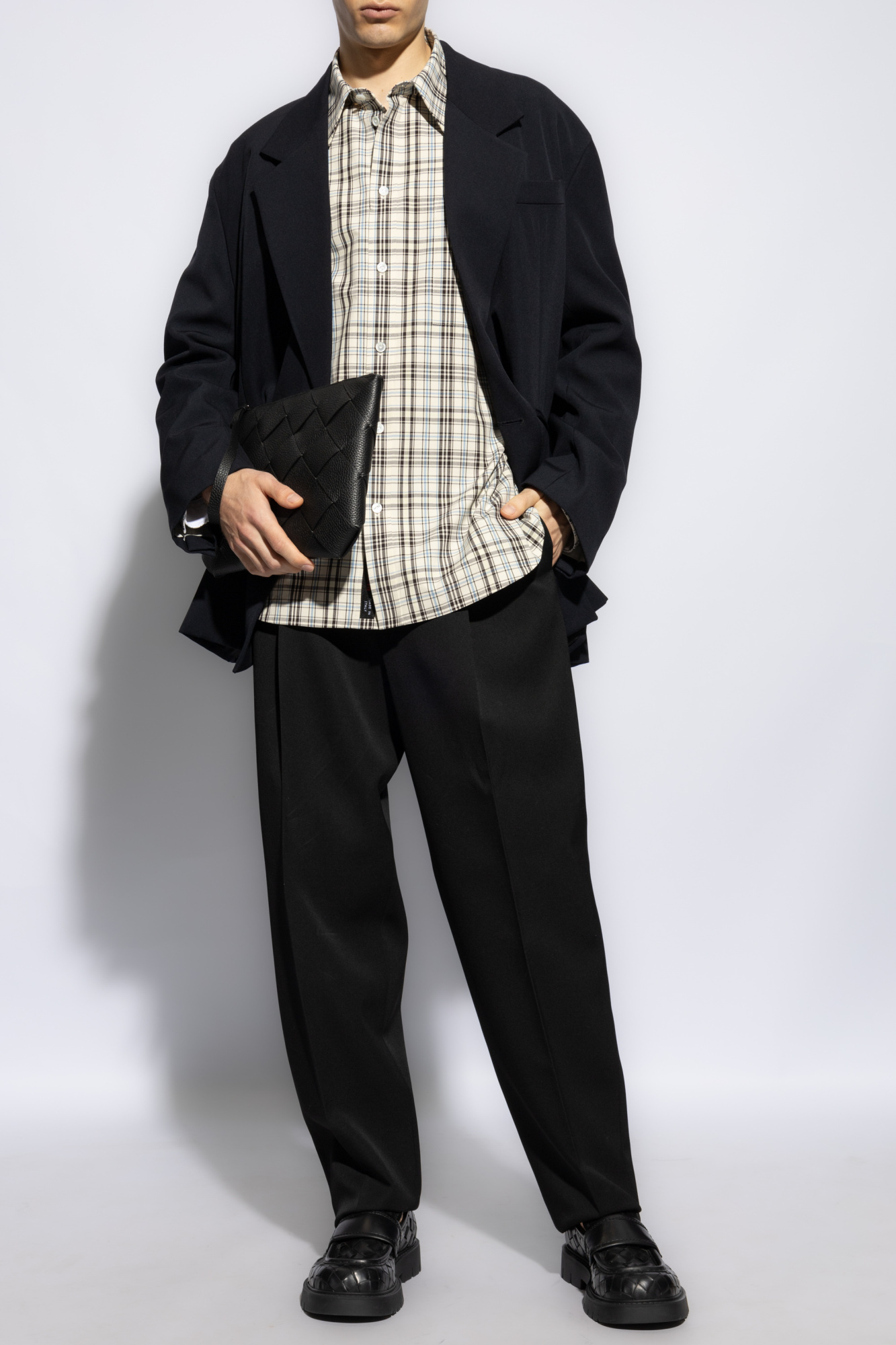 Bottega Veneta Long-sleeved Suit Coat In Black