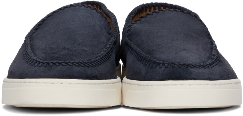 Giorgio Armani Almond Toe Leather Sneaker With Braid Detailing In Black