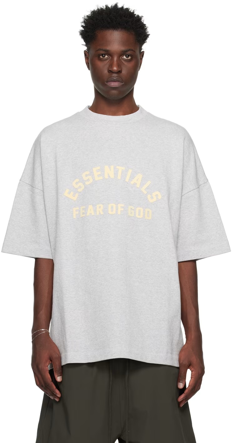 Essentials Gray Crewneck T-shirt In White