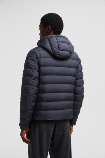 Moncler Men Arneb Down Jacket With Ton-sur-ton Logo Patch In Blue