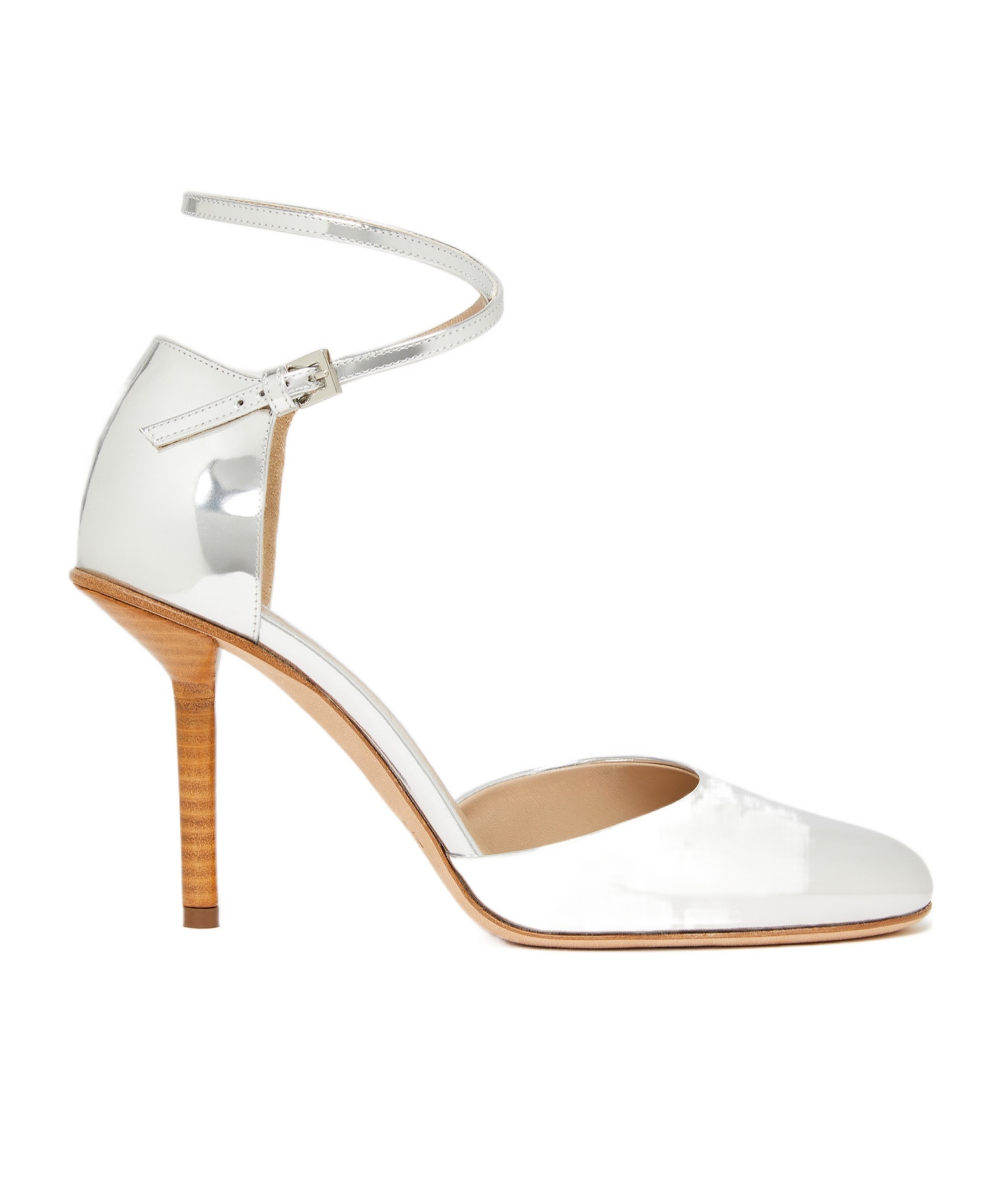 Max Mara Round Head Mary Jane High Heels In White