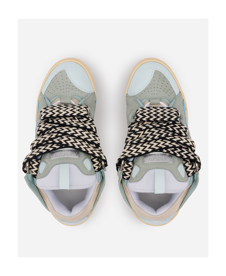 Shop Lanvin Curb Lace-up Chunky Sneakers In Gray
