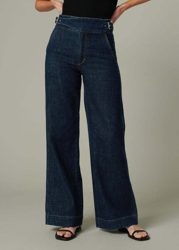 Joe's Jeans The Double Buckle Wide Leg Sailor Pants Out Of Control In Black