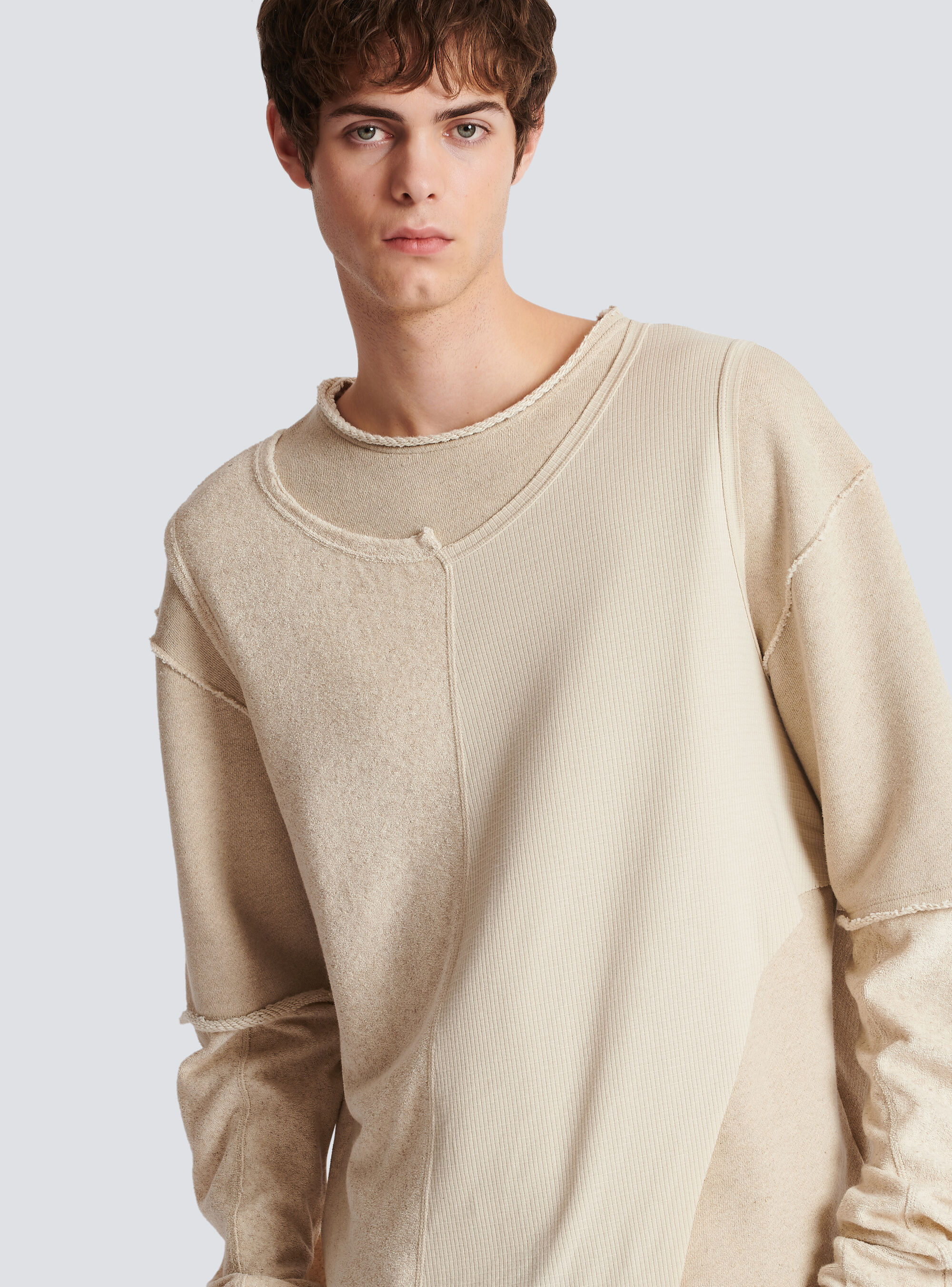 Balmain Patchwork Long-sleeve Top In White