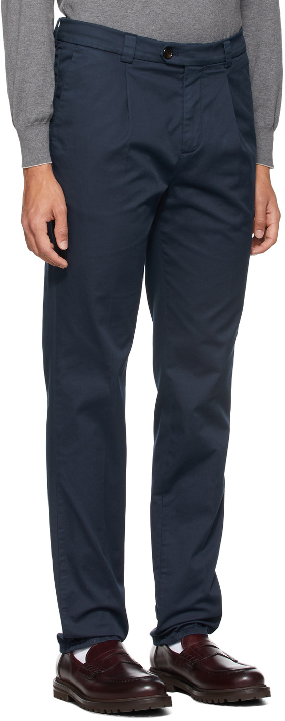 Brunello Cucinelli Stretch-cotton Tapered Trousers In Black