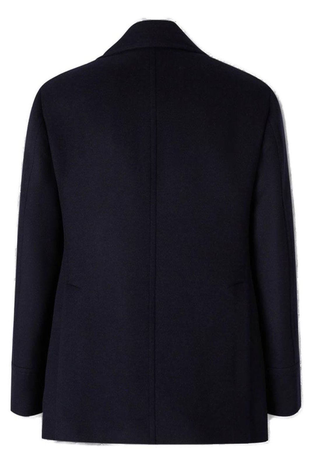 Brunello Cucinelli Navy Blue Double Flannel Caban Blazer In Black