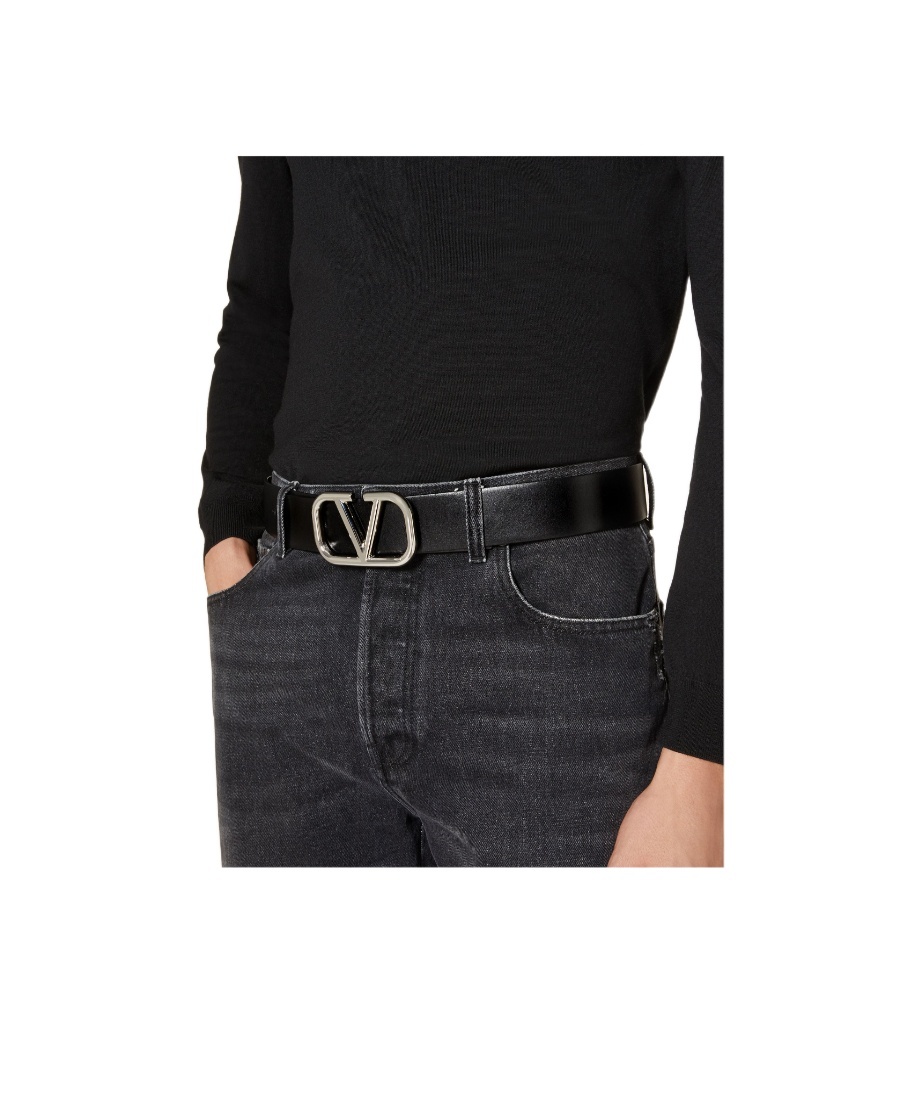 Valentino Garavani Vlogo Signature Belt In Shiny Calfskin 30 Mm In Nude