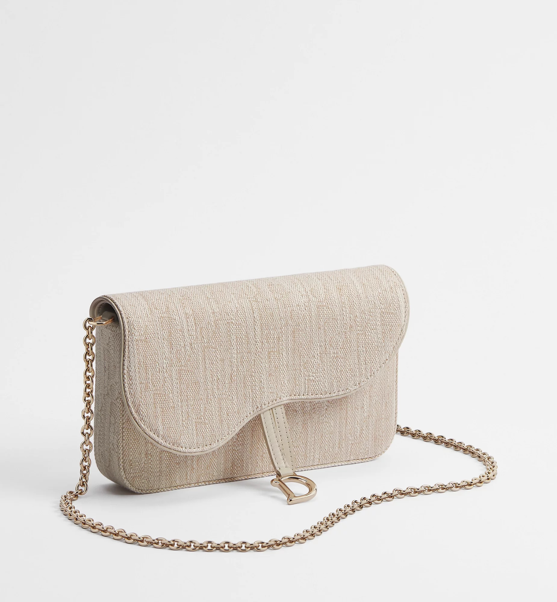 Dior Medium Saddle Pouch With Chain In Neutral