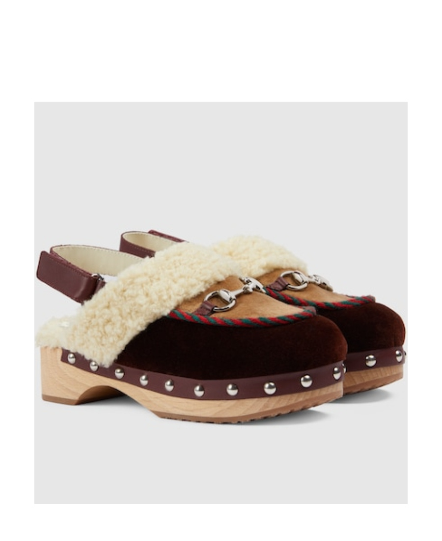 Shop Gucci Horsebit-detail Velvet Clogs In Nude