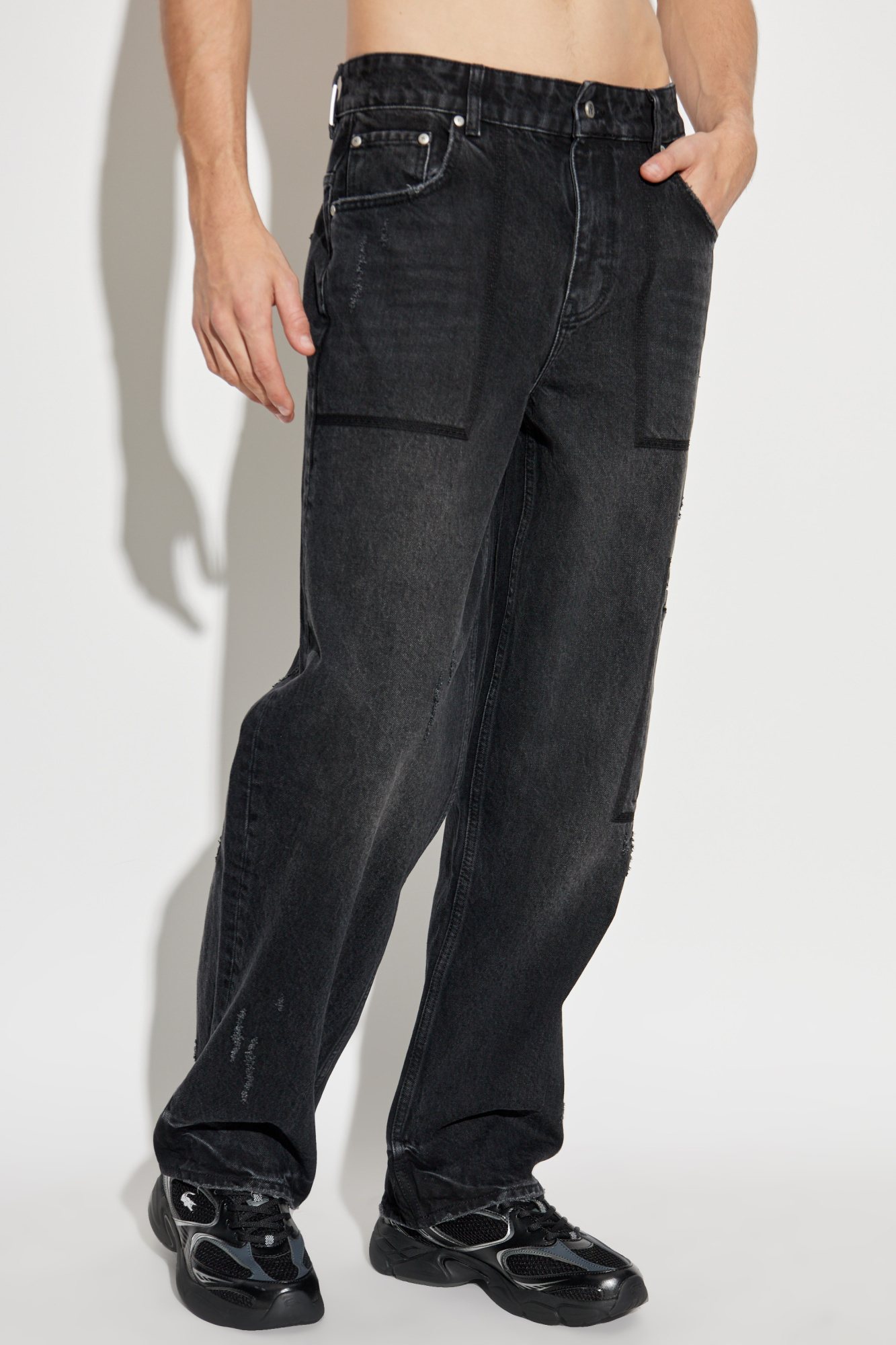 Represent Relaxed Wide-leg Black Denim Pants In Black