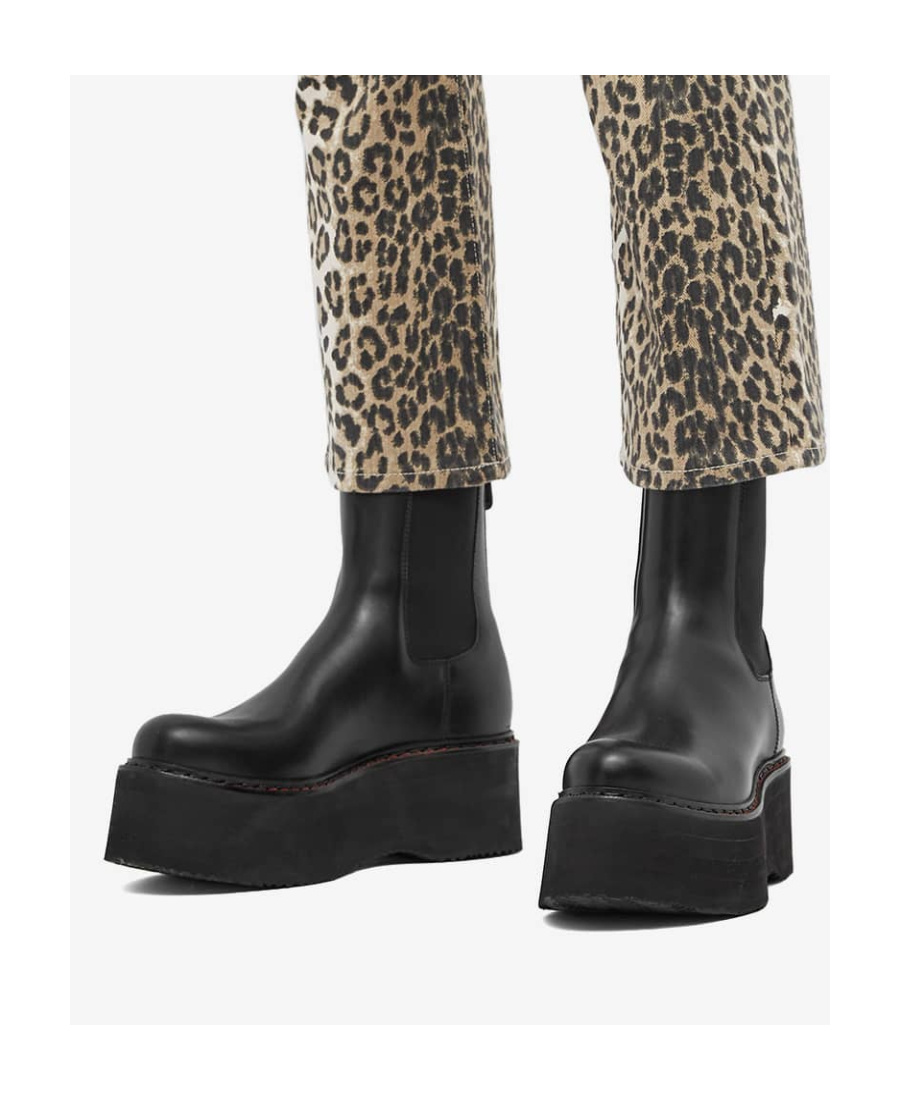 R13 Double Stack Platform Boots In Black