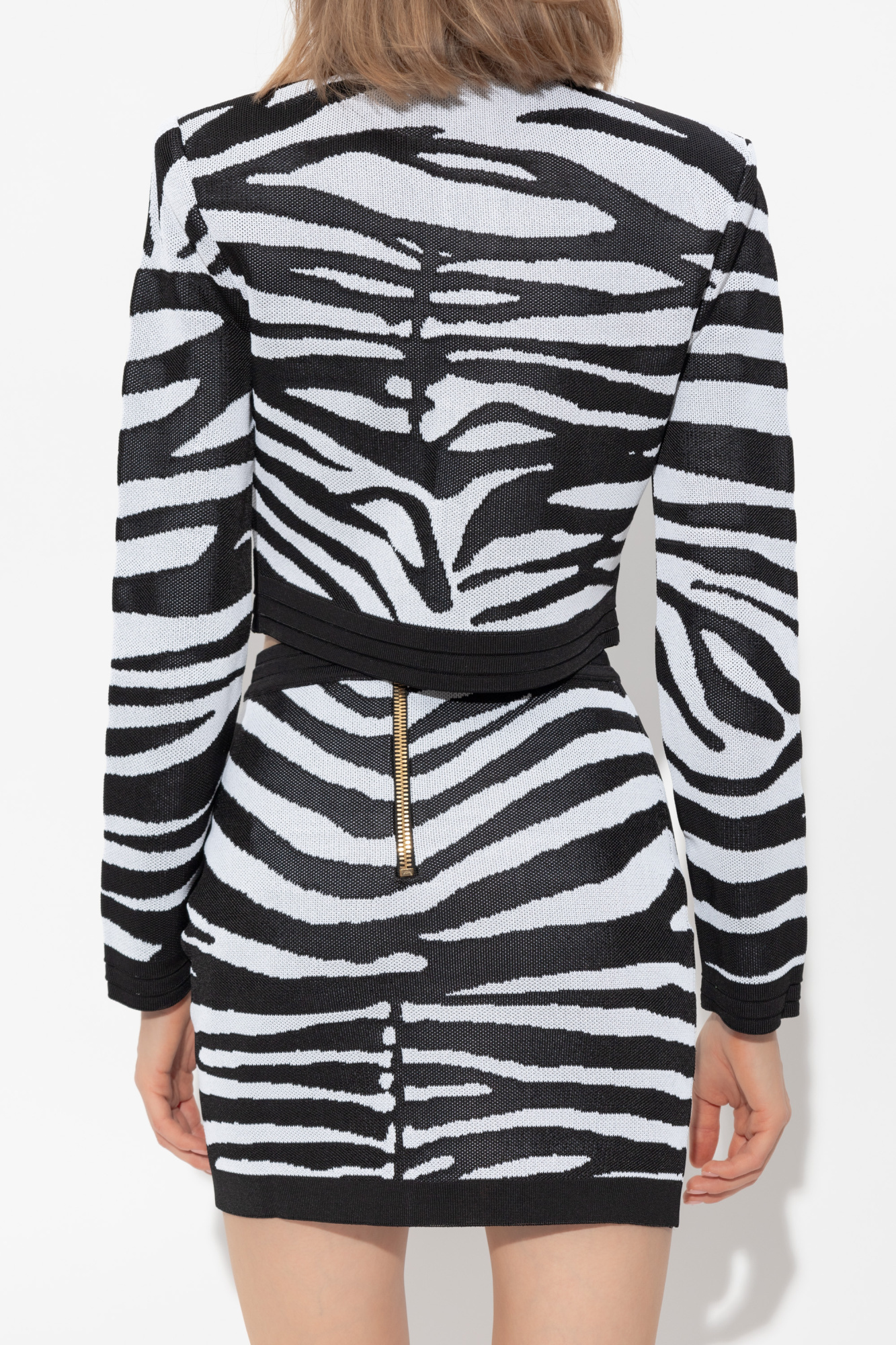 Balmain Zebra-print Cardigan In Black