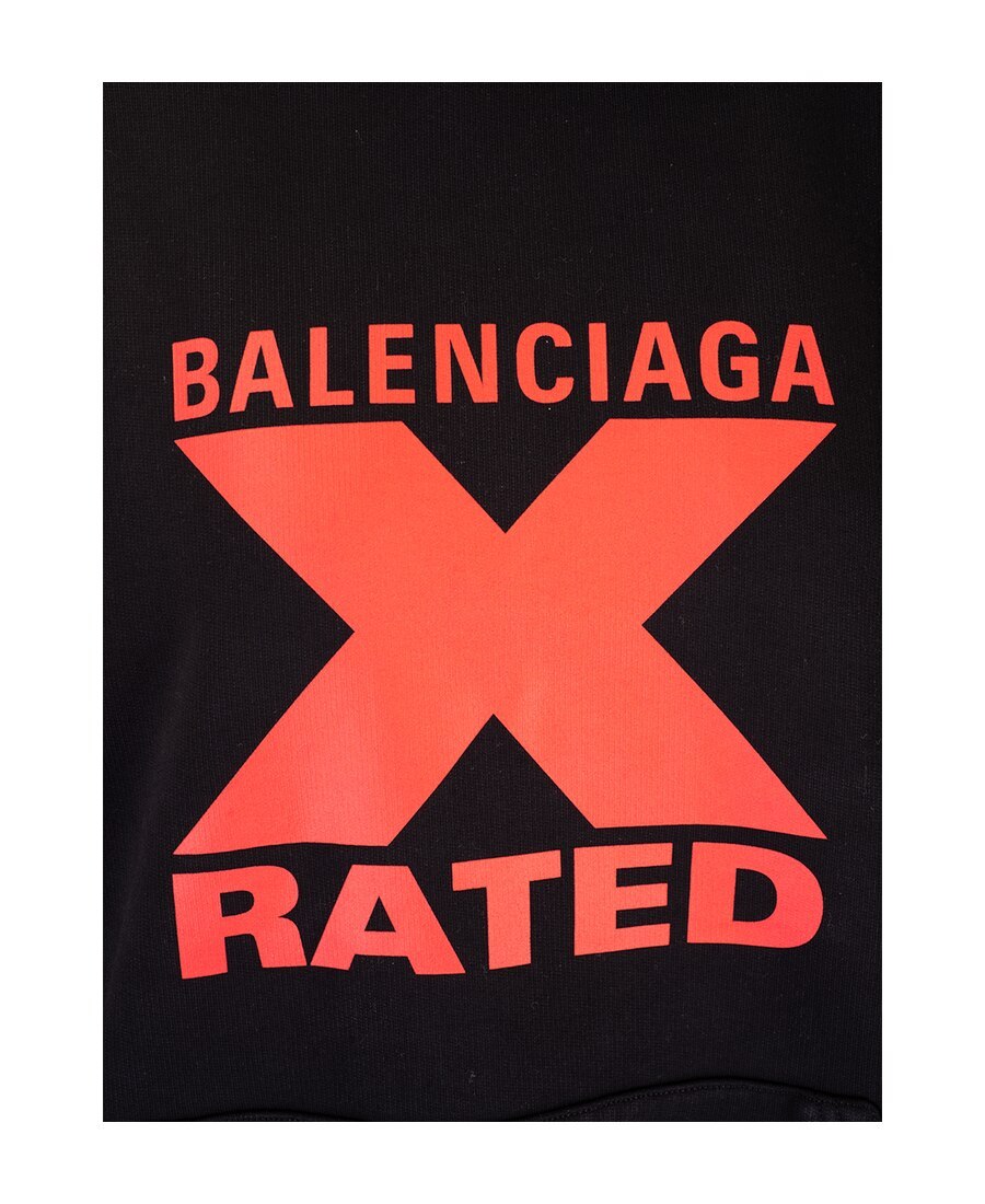 Balenciaga Logo Hooded Sweater In Black