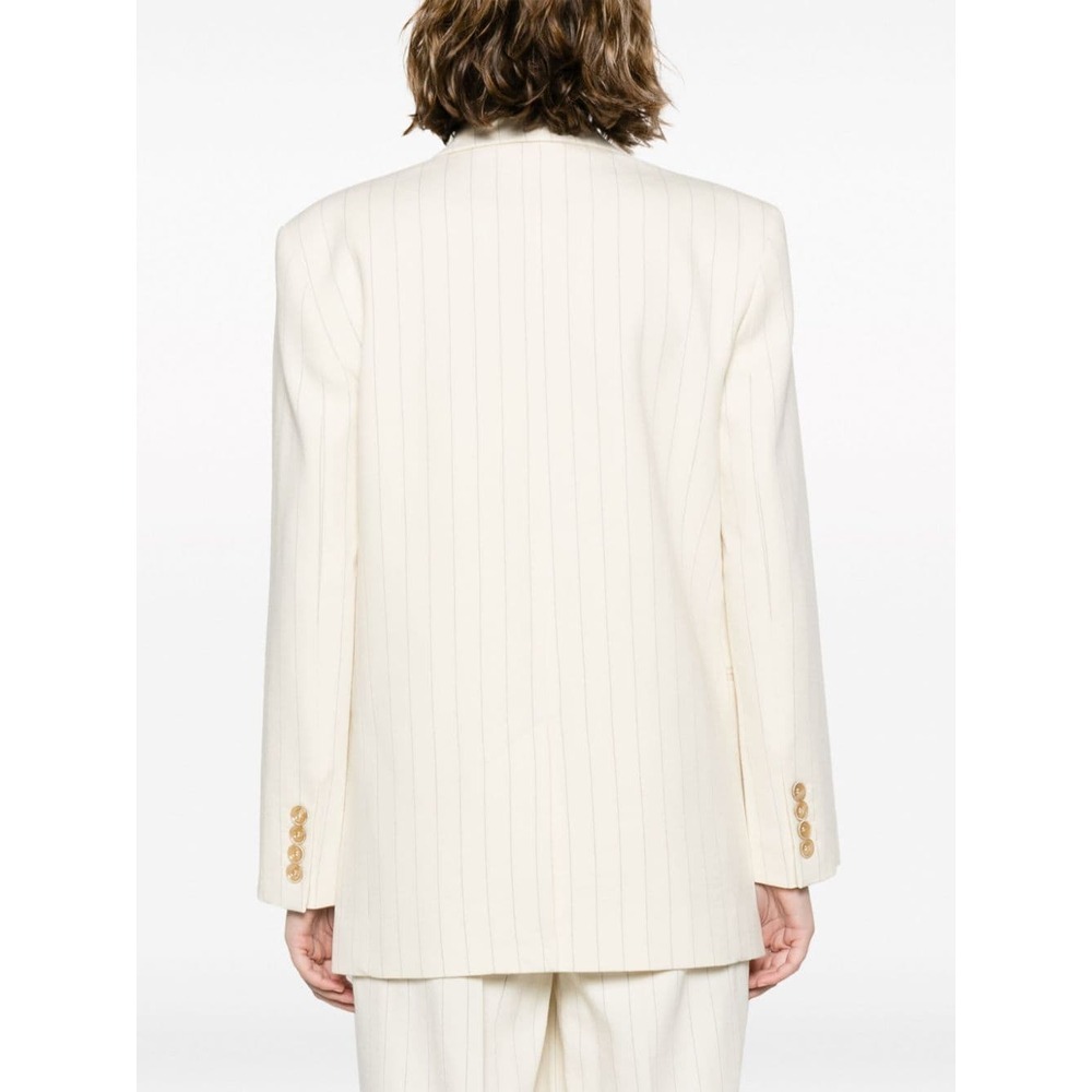 Zimmermann Luminosity Oversized Double-breasted Pinstriped Wool And Cotton-blend Blazer In White