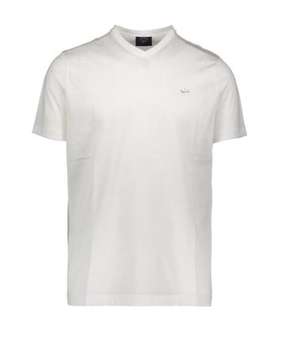 Paul & Shark V-collar Short-sleeved T-shirt In White