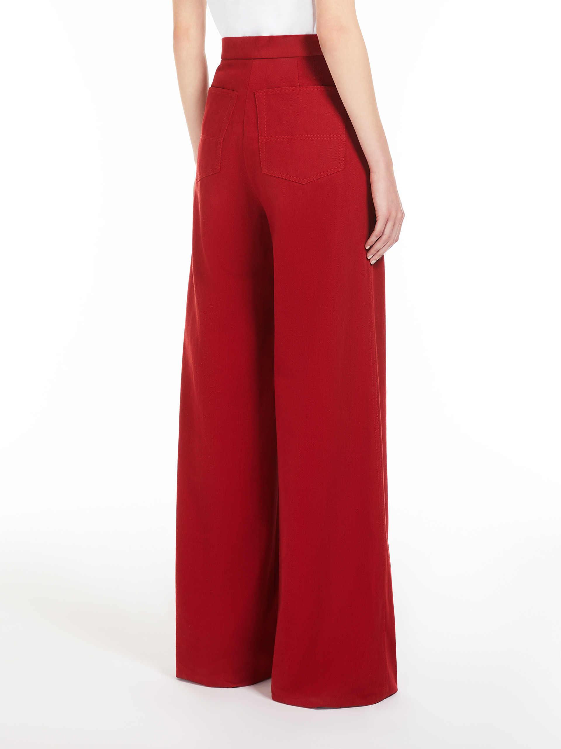 Max Mara Ruggero Cotton Drill Straight Pants In Red