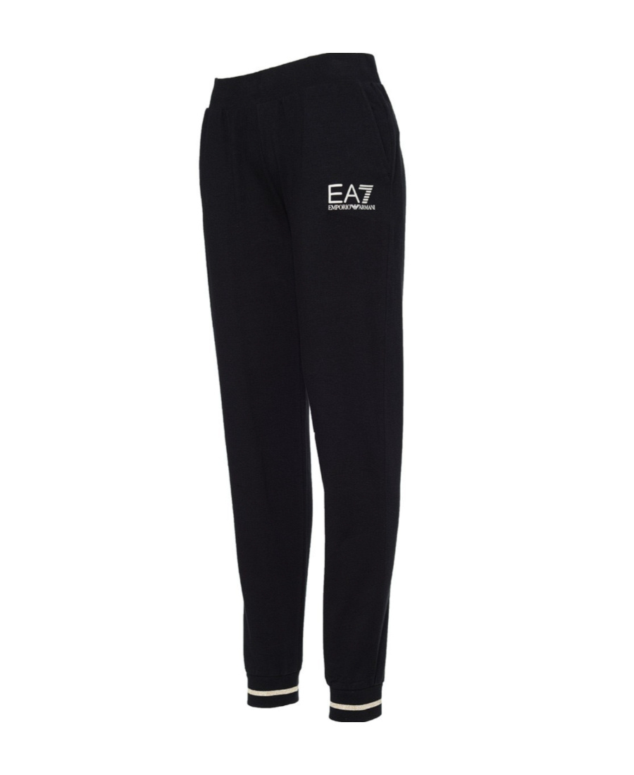 EA7 LOGO-PRINT TAPERED TRACK PANTS