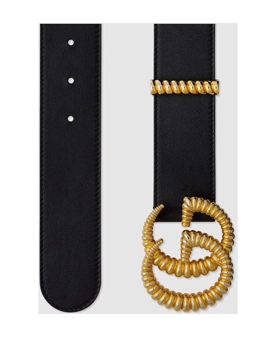 Gucci Leather Belt With Torchon Double G Buckle In Black
