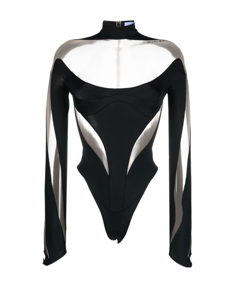 Mugler Logo Jumpsuit In Black