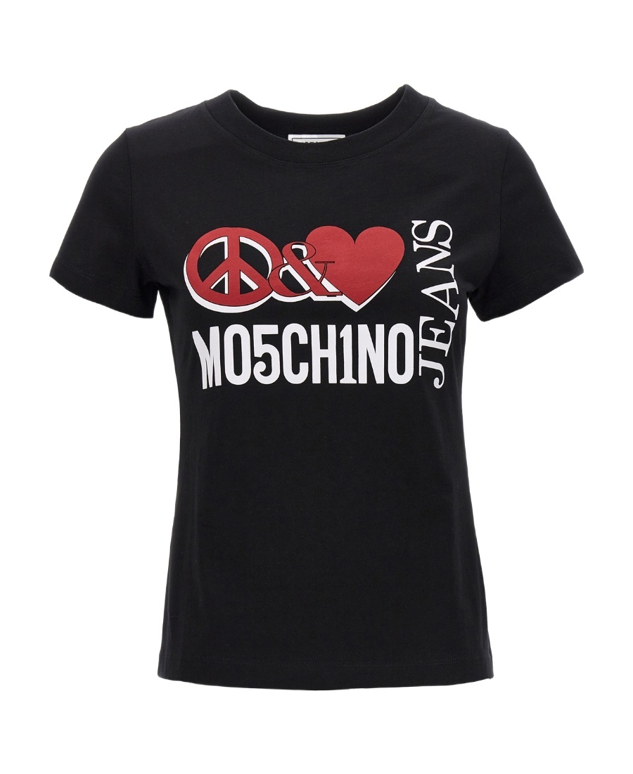 Moschino Jeans Logo Printed Crewneck T-shirt In Black