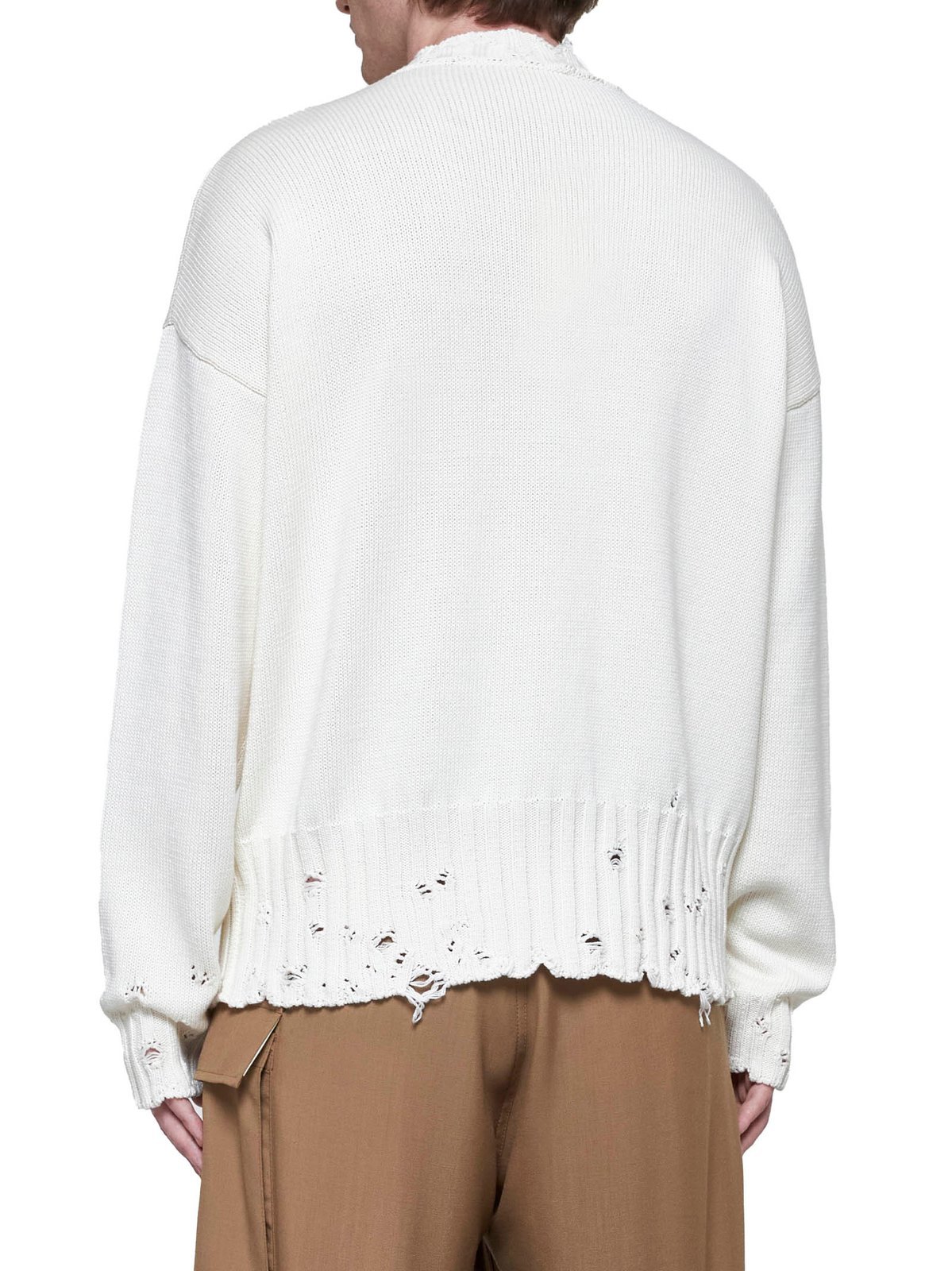 Shop Marni Twisted Crew Neck Sweater In White