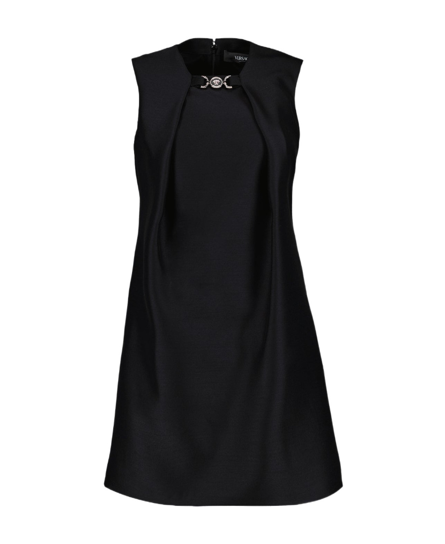 Versace Sleeveless Structured Twill Dress In Black