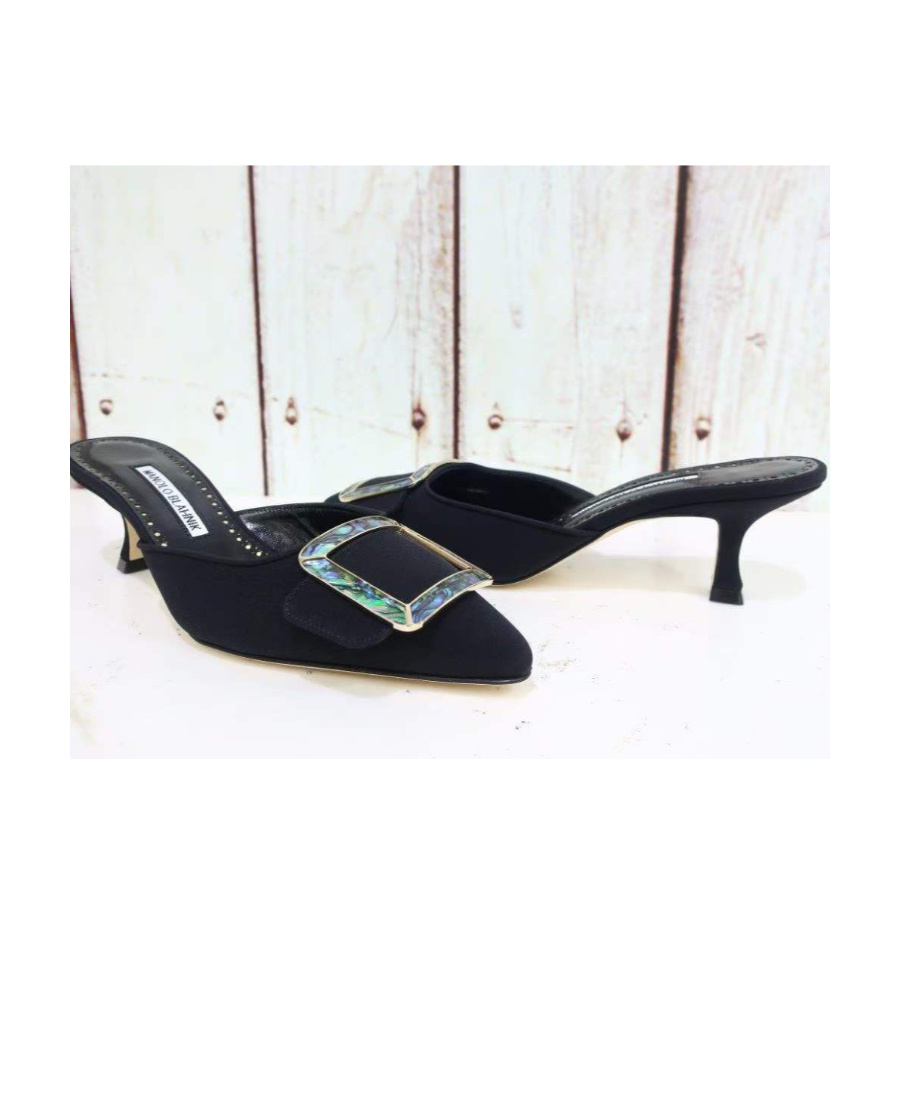 Manolo Blahnik Logo Muller High Heels In Black