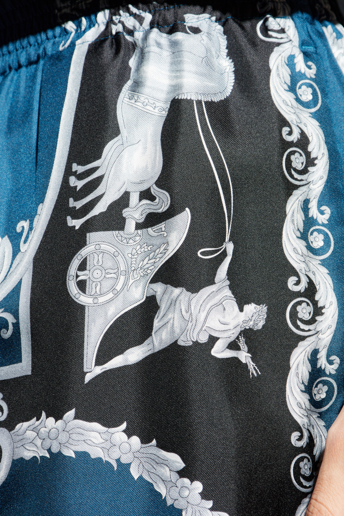 Versace Pattern-printed Elasticated Waistband Shorts In Blue