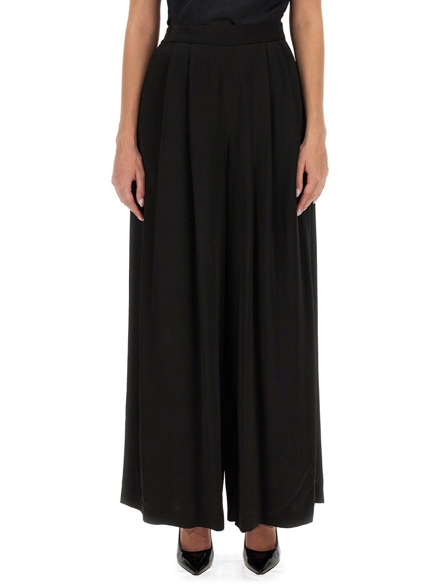 Shop Fabiana Filippi Satin Wide-leg Trousers In Black
