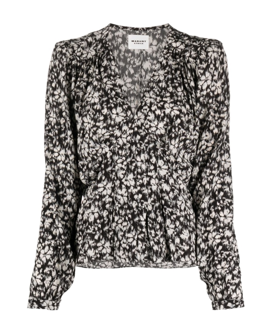 Shop Isabel Marant Étoile Floral-print Silk Blouse In Black
