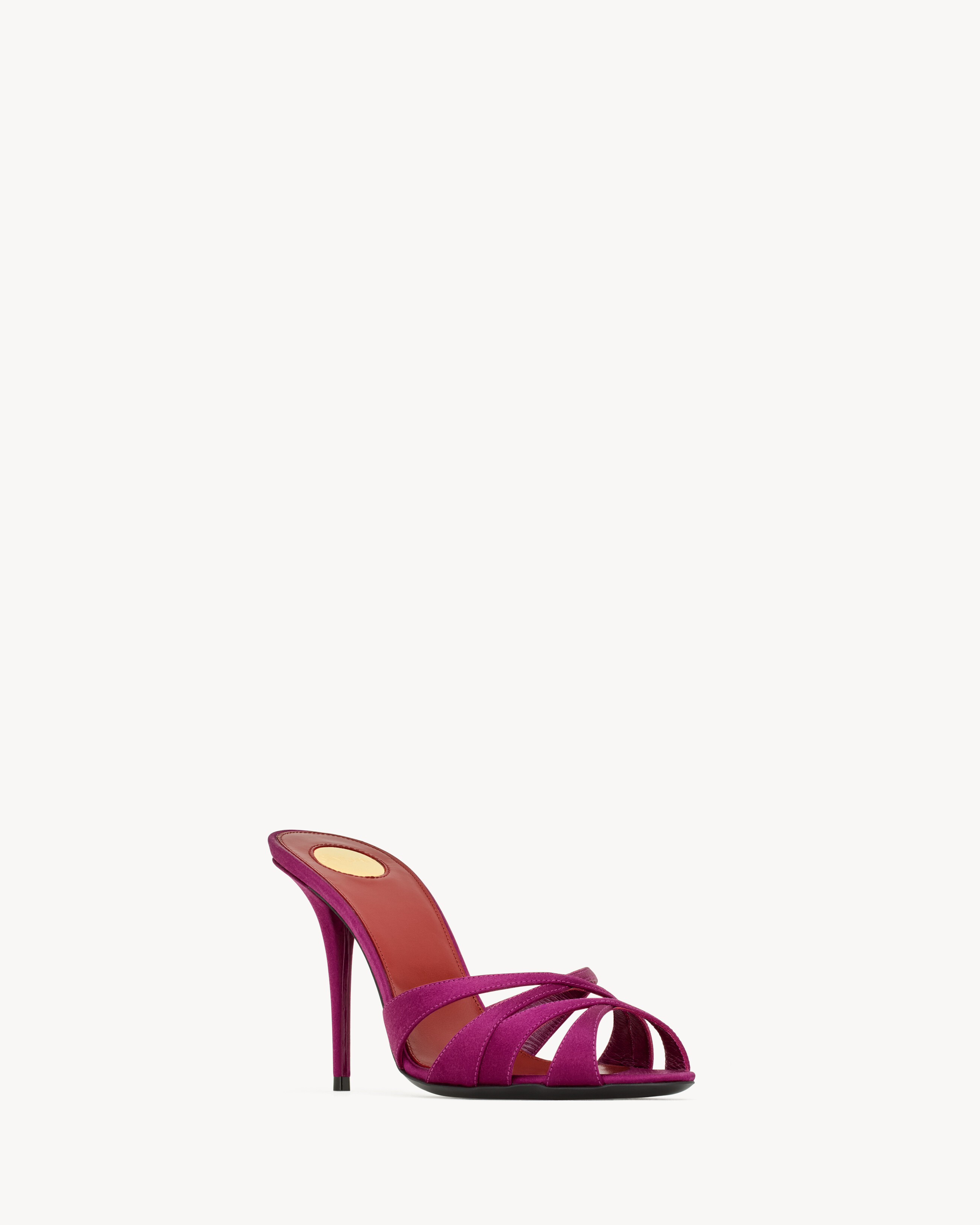 Saint Laurent Chandelle Mules In Satin Crepe In Purple