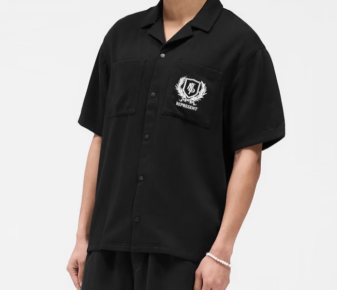 Represent Logo-embroidered Shirt In Black