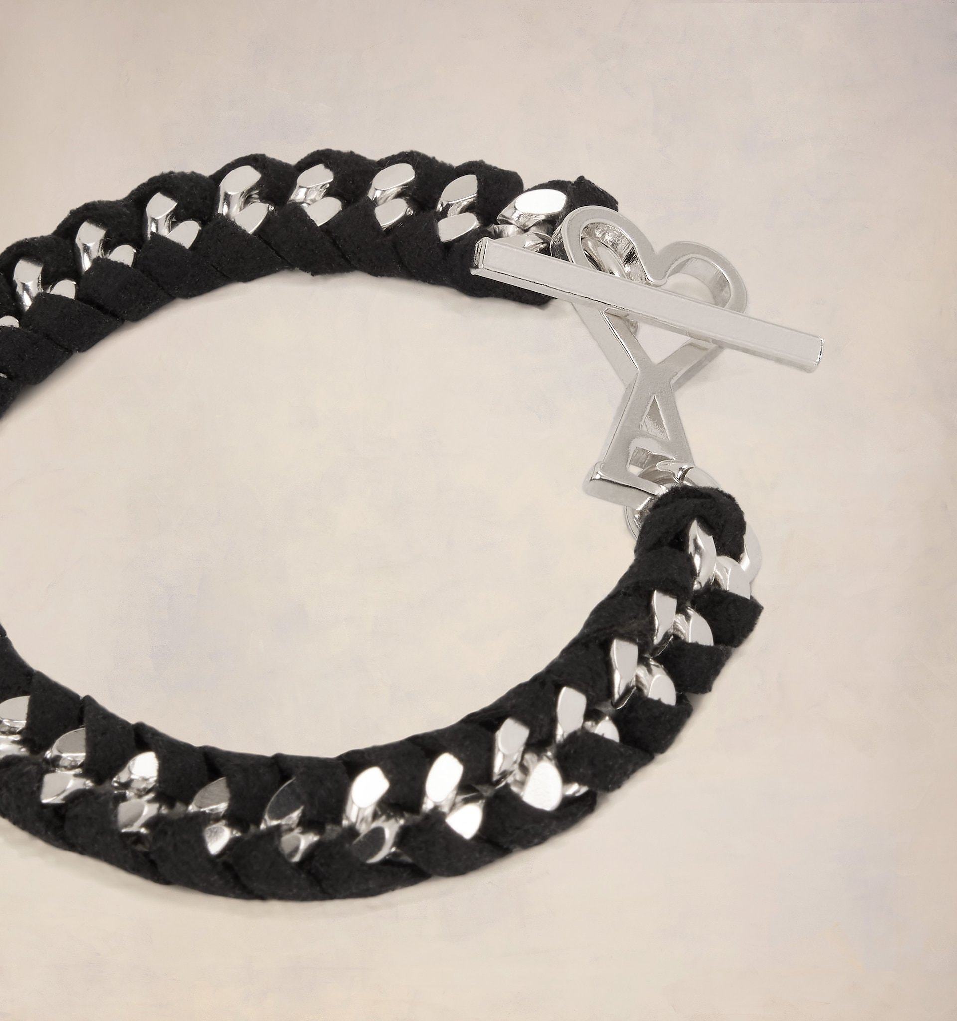 Ami Alexandre Mattiussi Ami De Coeur Braided Chain Bracelet Black Unisex In Black