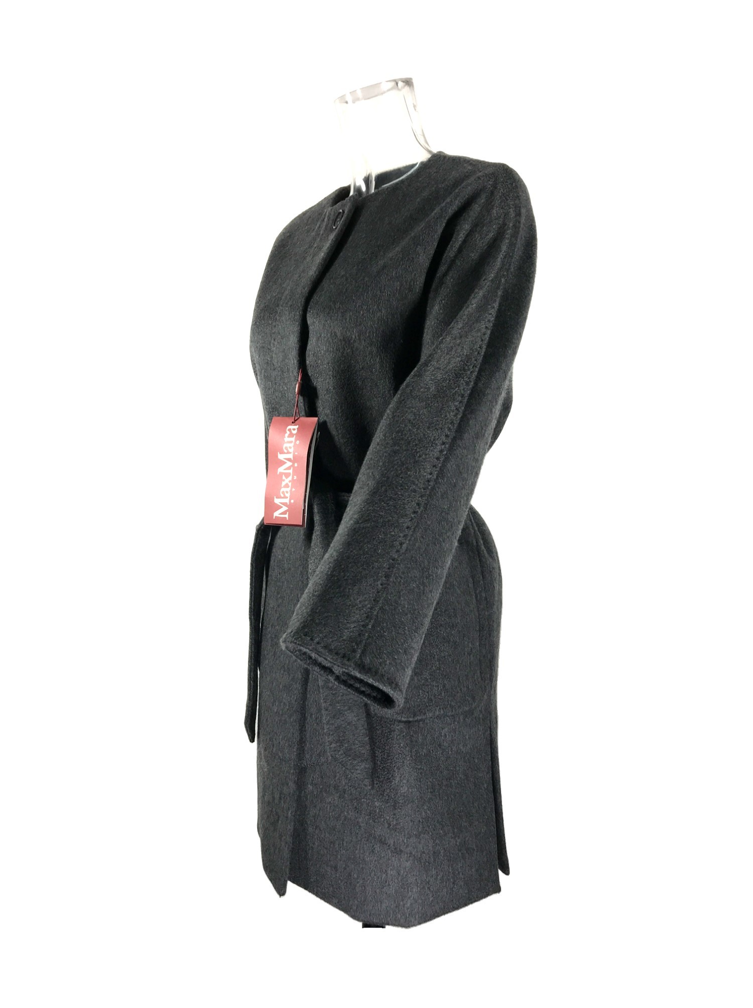 Max Mara Long-sleeved Lace-up Coat In Black