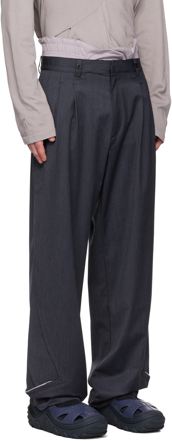 Kiko Kostadinov Navy Bendix Tailored Trousers In Black