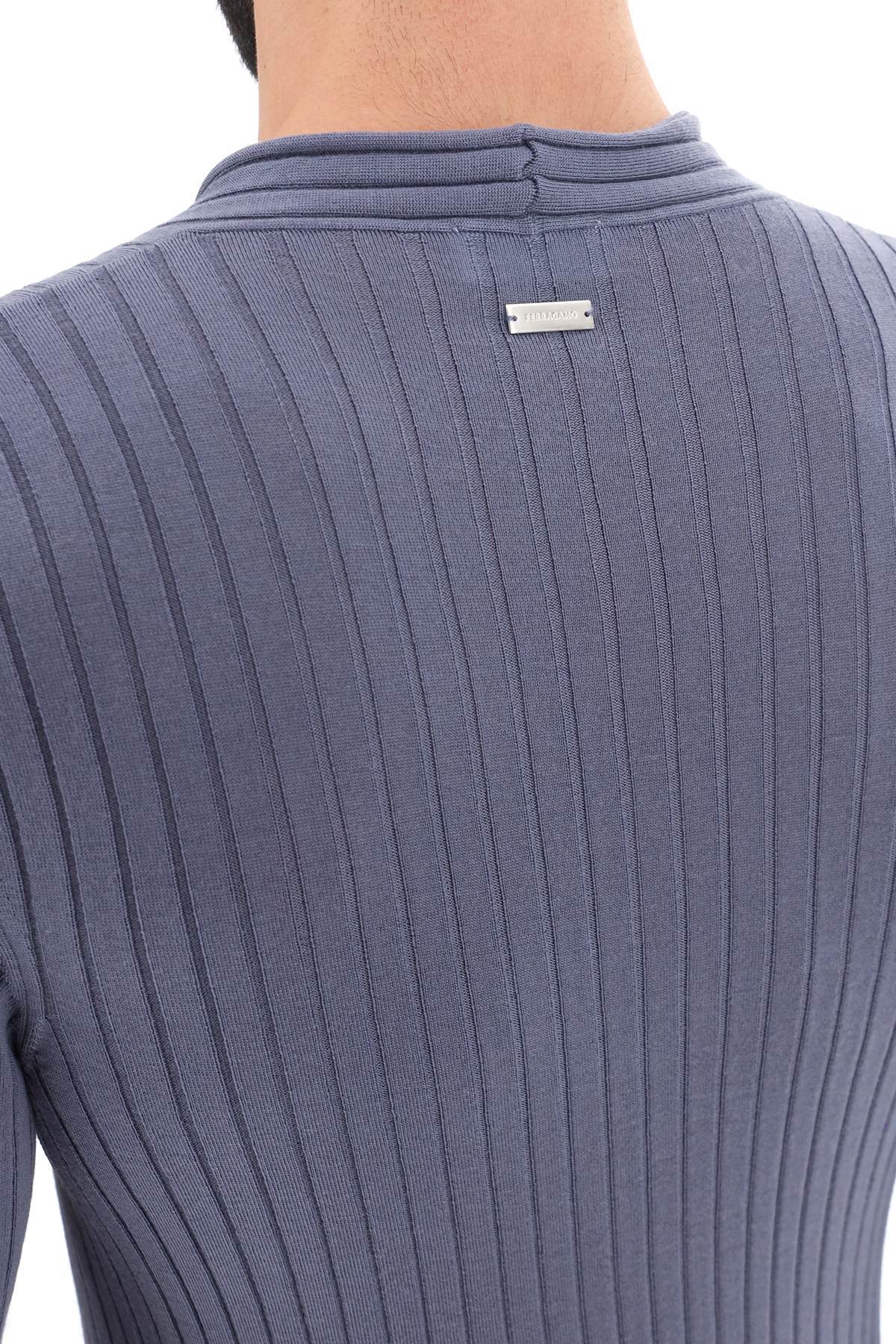 Ferragamo Salvatore  Ribbed-knit Sweater In Blue
