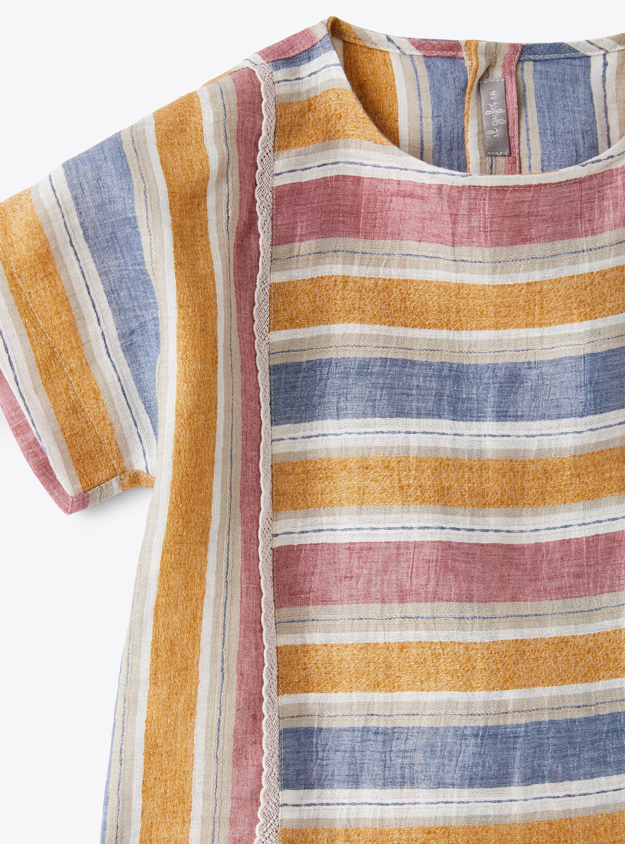 Il Gufo Striped Short-sleeved Top In Nude