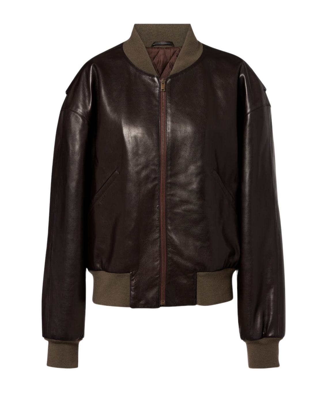 The Row Morisel Leather Bomber Jacket In Brown