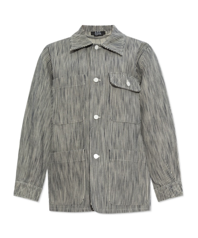 Apc A.p.c. Striped Pattern Shirt Jacket In Gray