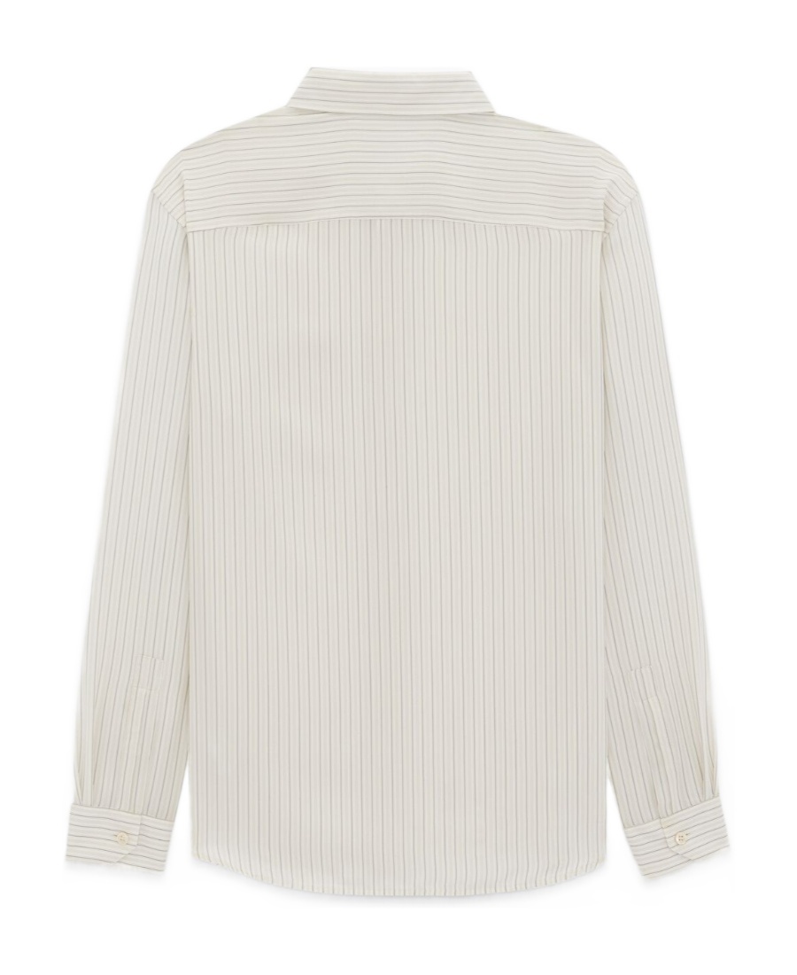 SAINT LAURENT CASSANDRE SHIRT IN STRIPED SILK SATIN