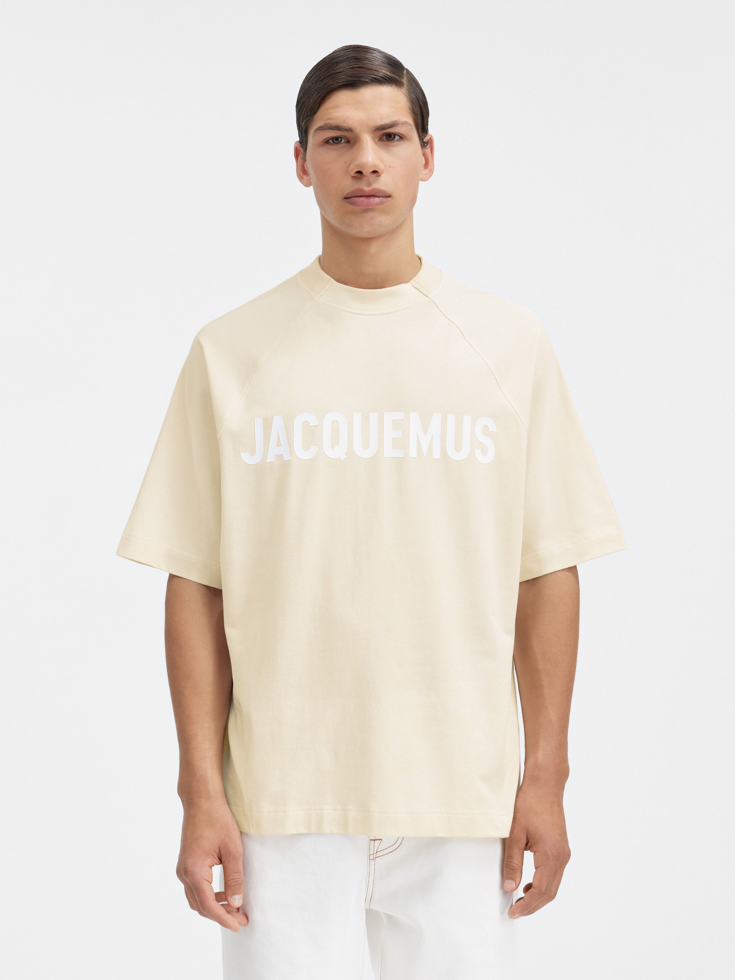 Shop Jacquemus Typo Crewneck T-shirt In Nude